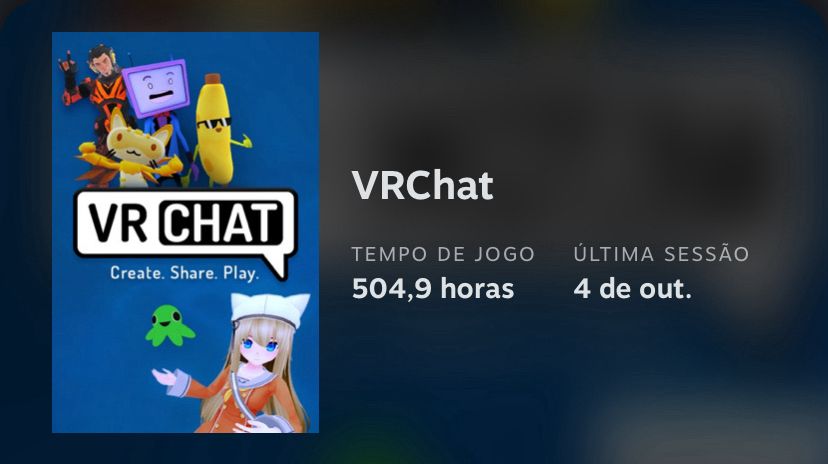 Print screen from Steam Library showing 504,9 hours of VRChat Played