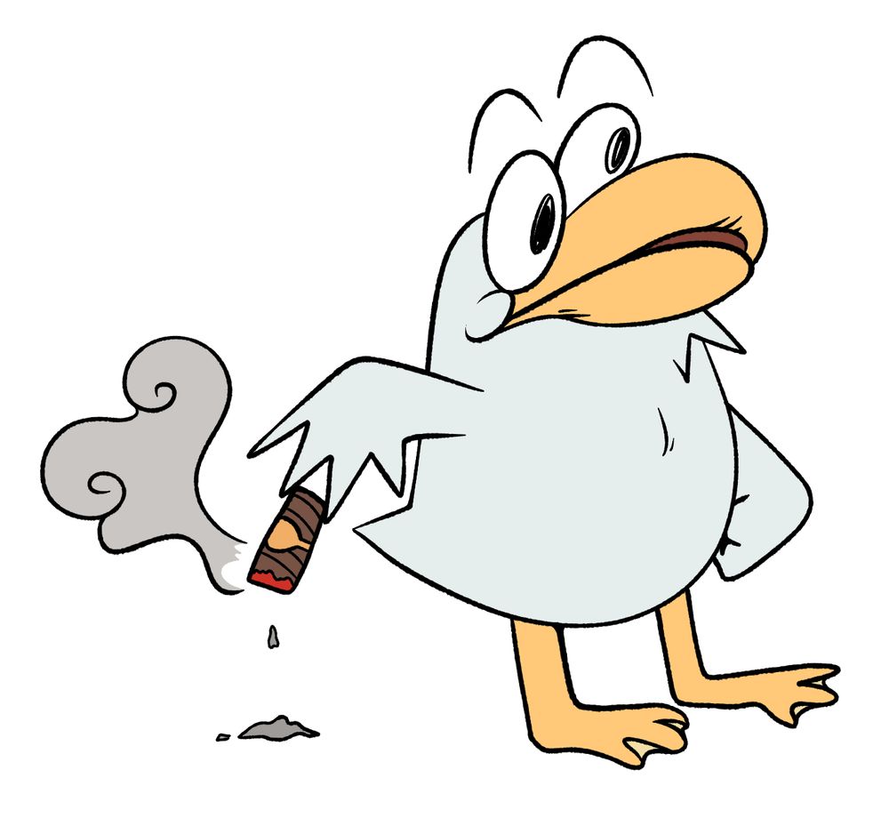 Duck holding a cigar and ashing it on the floor like an asshole