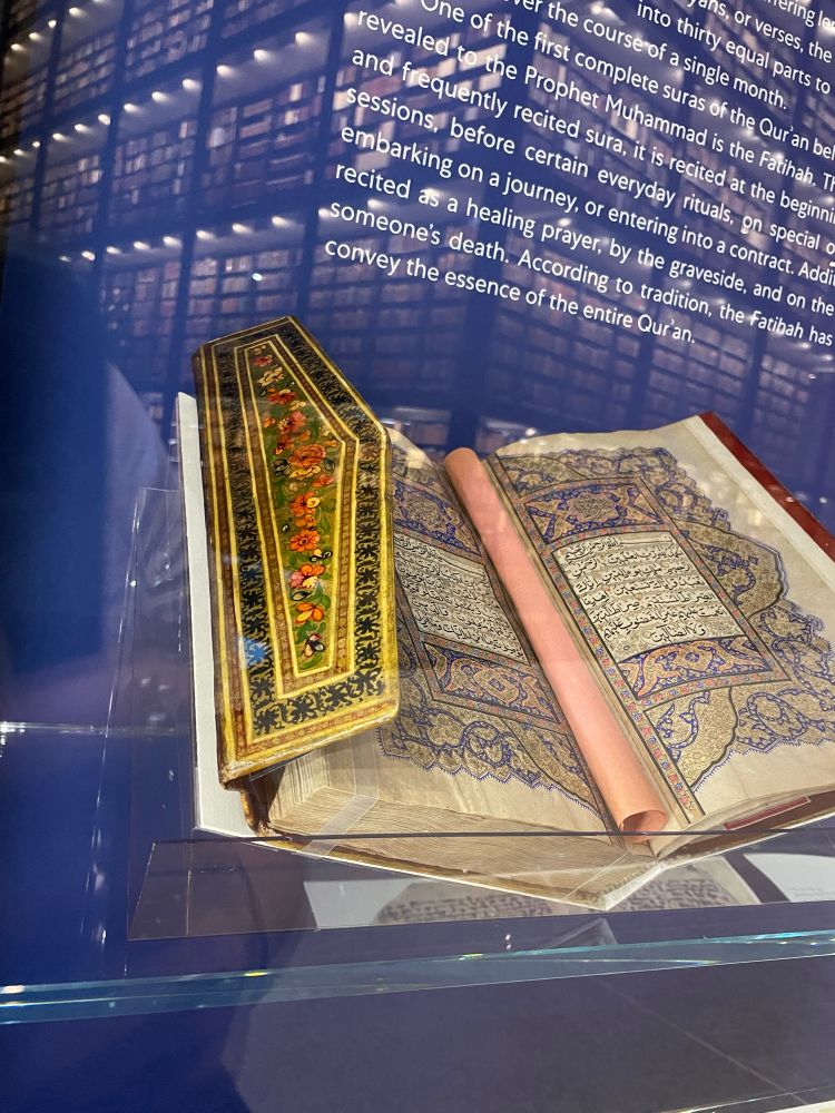 Detail of a Qur’an (ca 1700s) in what I imagine is a Persian lacquer binding, from the Beinecke exhibition