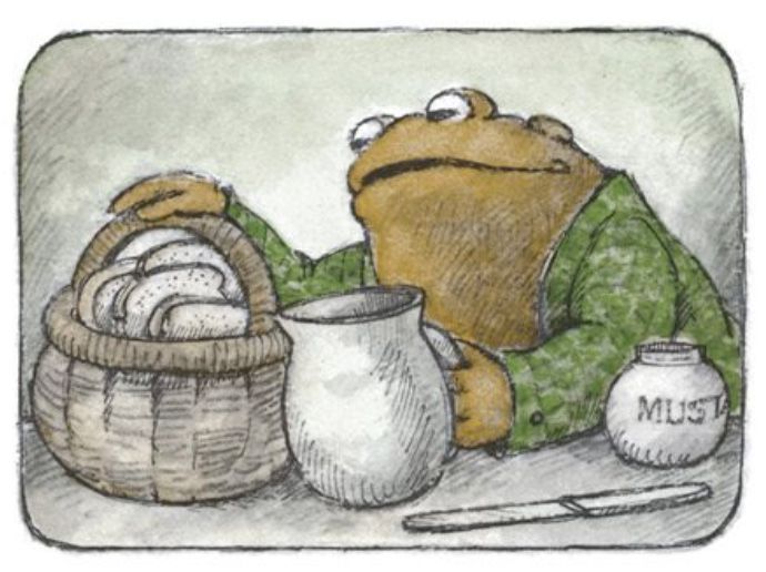 Toad packs a picnic basket with sandwiches and iced tea.

From "Alone"
In *Days with Frog and Toad*
