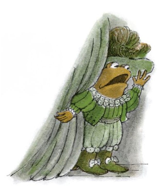 Toad looks frantically around the dark theater, calling for Frog. Frog is nowhere to be found. From 