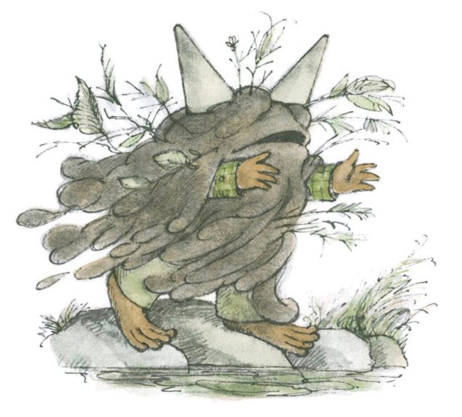 Toad, now a walking mess of melted ice cream and stray sticks and leaves, stumbles forward—part dessert, part swamp creature.

From "Ice Cream"
In *Frog and Toad All Year*