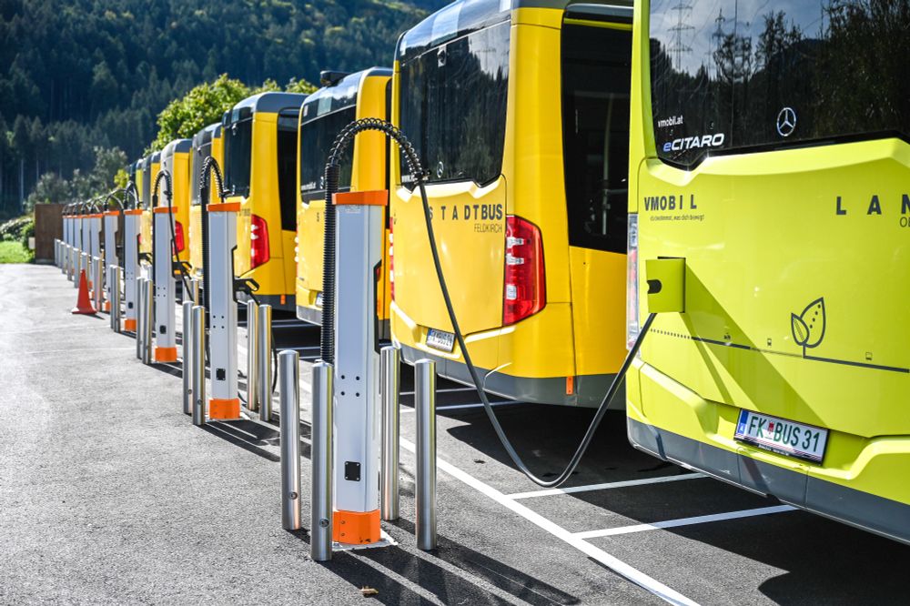 E-Bus charging depot from NIGGBUS in Vorarlberg, Austria with Kempower charging solutions.