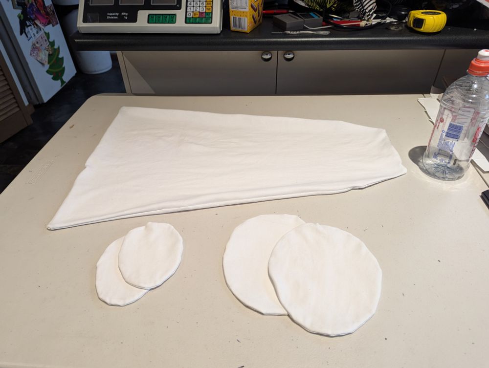Pattern pieces of fabric sewn together. 