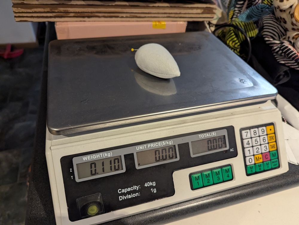 Pouch on scale reading 110 grams 