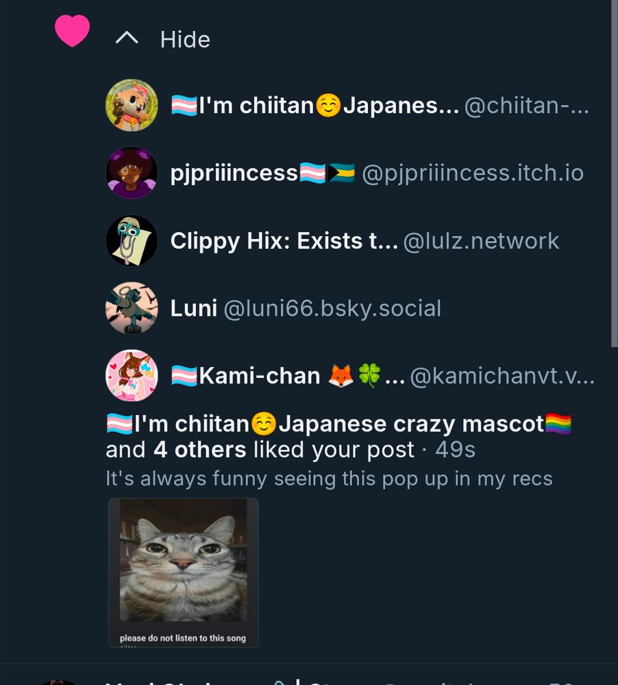 Likes on my latest post
With Chiitan being recent