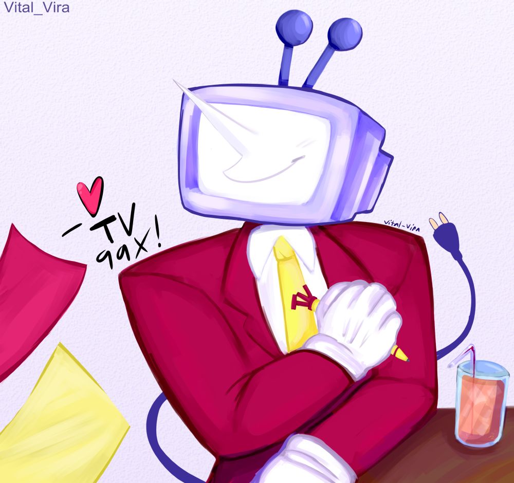 Tenna from Deltarune being given autographs. (Now rendered!)