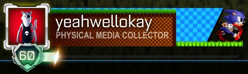 Rocket League banner with my username and a title that says "Physical Media Collector". The banner also has an image of Sonic the Hedgehog running