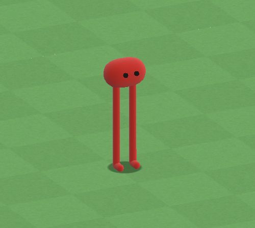 piku from the game pikuniku (2019), in 3D, with long legs