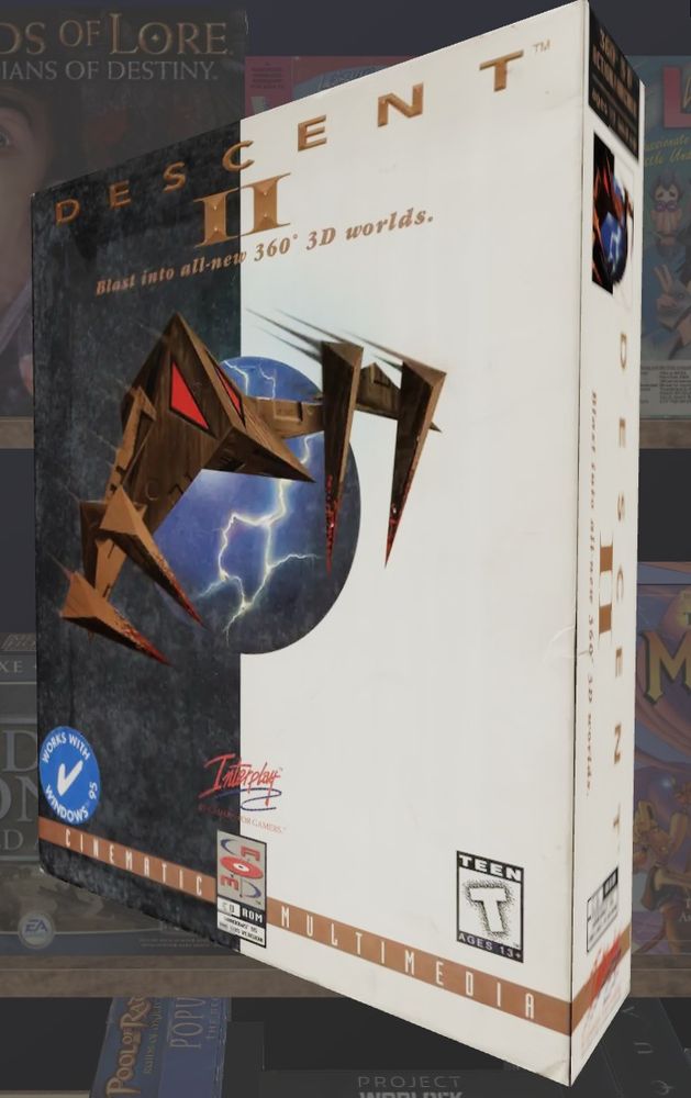 The box art for 1996 PC game Descent II