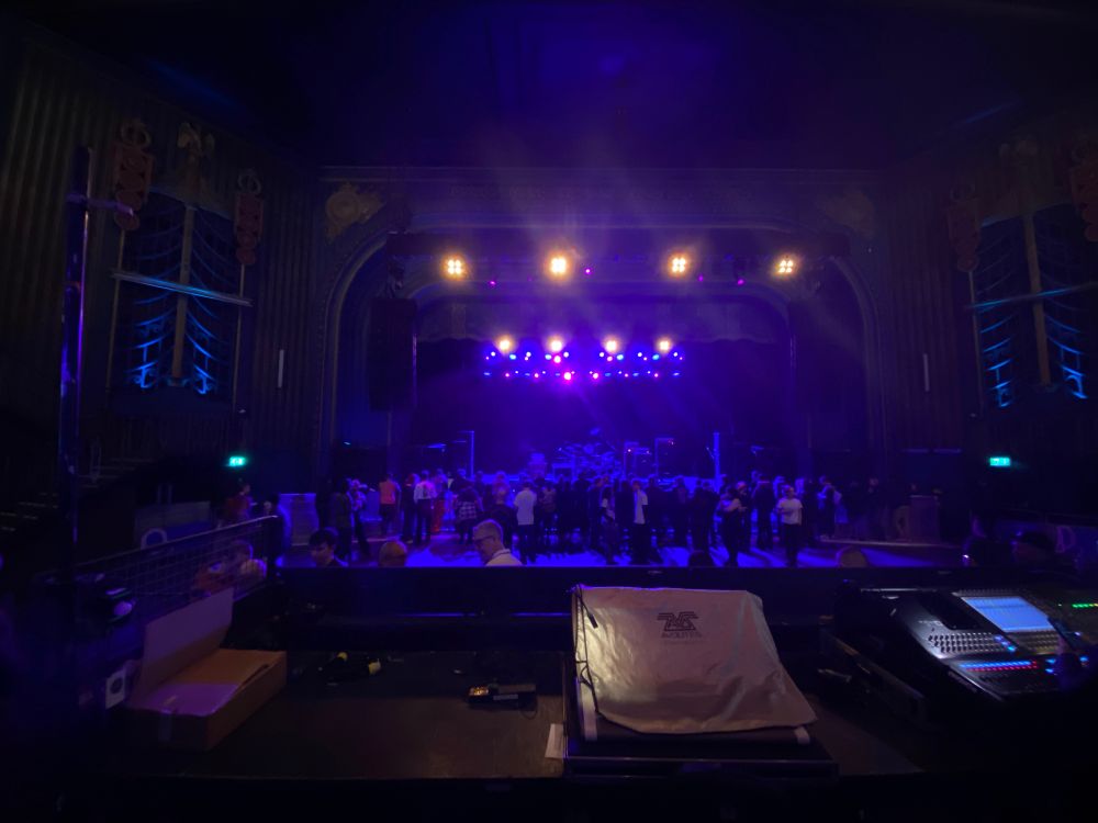 Empty stage from just behind the mixing desk