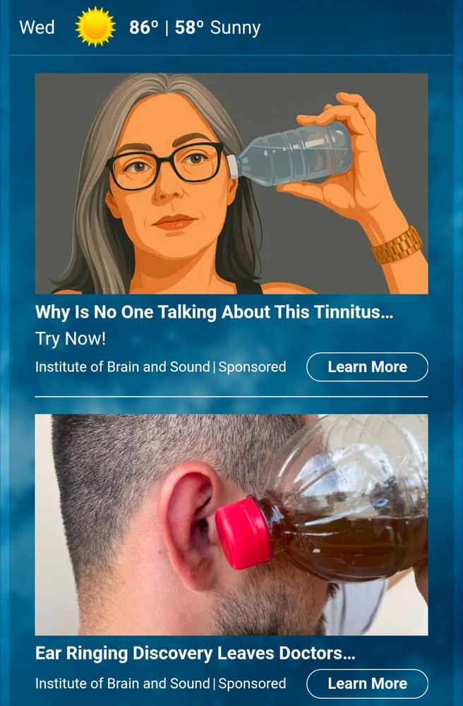 A couple of terrible ads at the bottom of the weather app. 