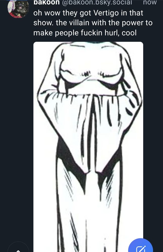 Screenshot of bakoon's post, looks like lady has no head