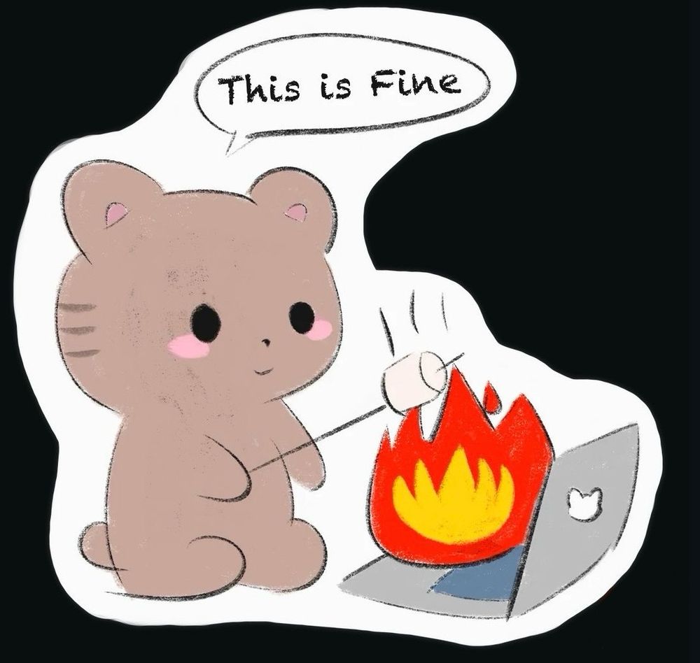 Kitty cooking marshmallow with heat from his laptop