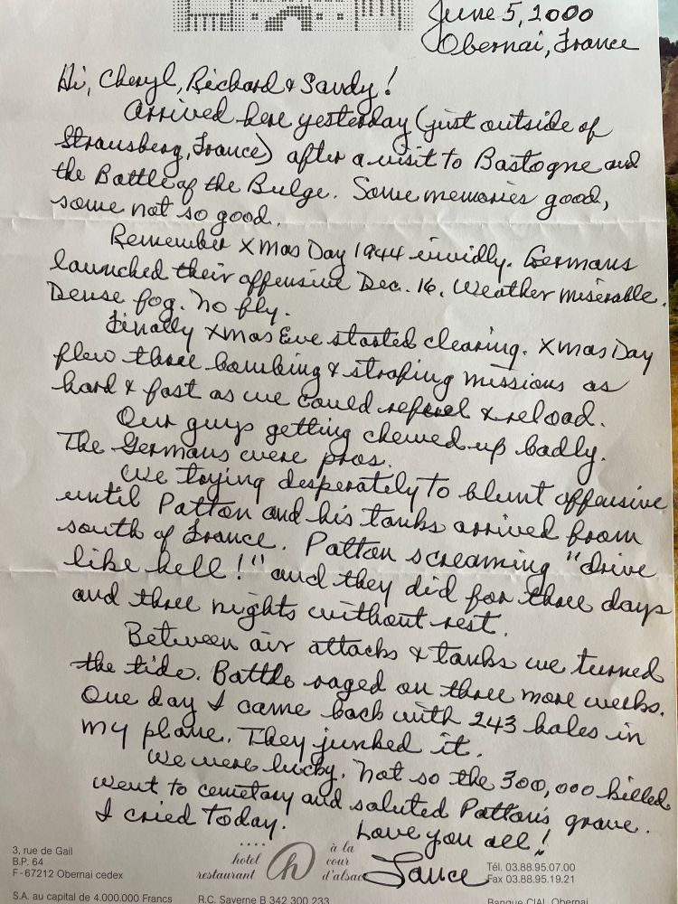 Letter about the Battle of the Bulge Christmas 1944.