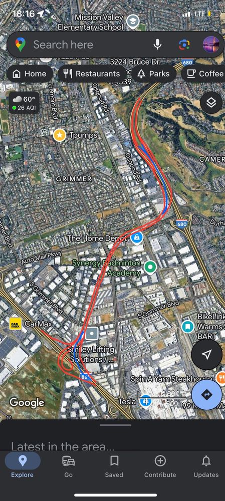 a concept sketch for a freeway connecting the 680 and the 880 in fremont, ca. the freeway would branch off from the 680 near cameron hills, and follow auto mall pkwy and the coyote creek to the 880, with the 880 trumpet interchange replacing an existing weigh station.
