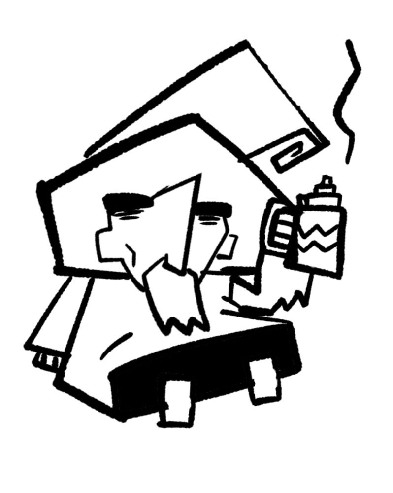 Shape Wizard sits relaxed, eyes closed, with a mug topped with whipped cream. 