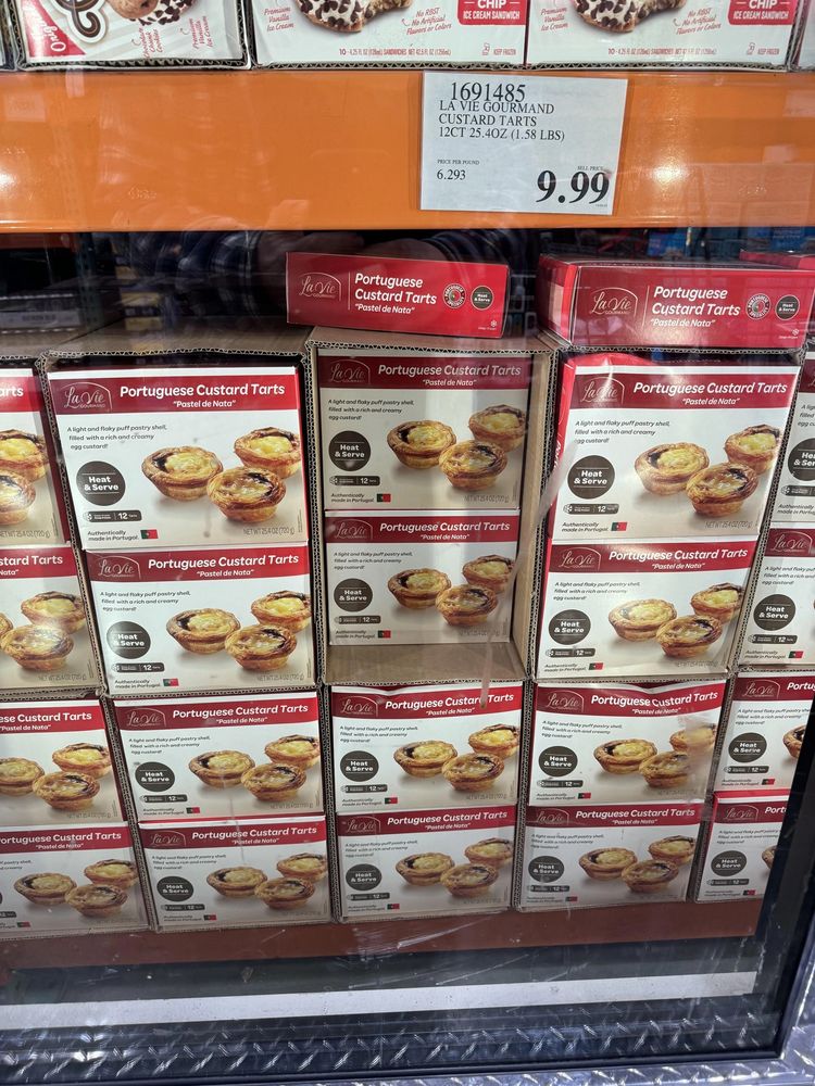 A Costco rack of pastel de nata. Only $9.99!!!