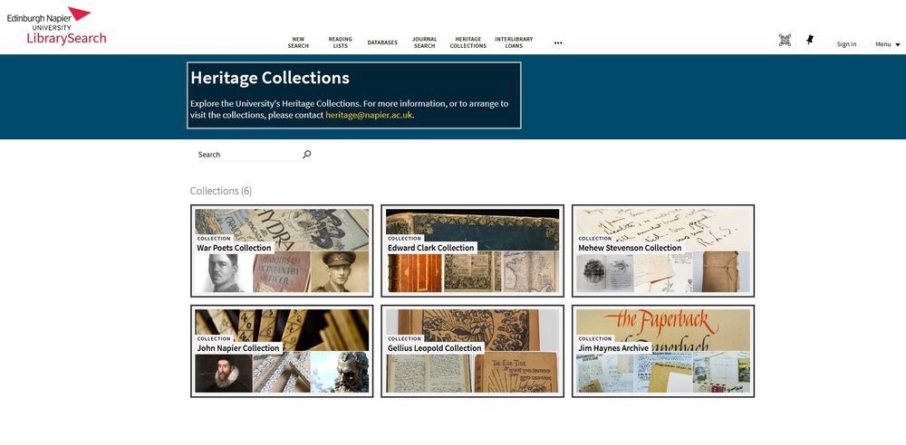 Landing page of the new Heritage Collections Discovery portal. 