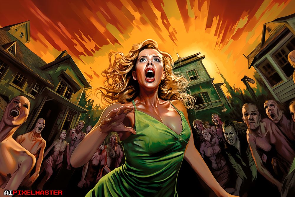 Italian poster art for the 1980 horror movie Zombie Plague House!