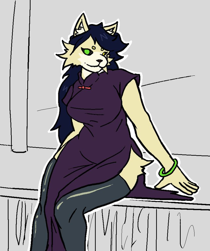 very old drawin of wife in a Cheong-sam