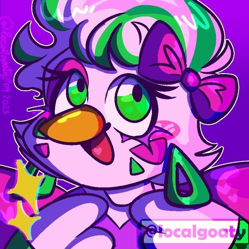 A colorful drawing with Glamrock Chica from Five night's at Freddy's: Security breach; 