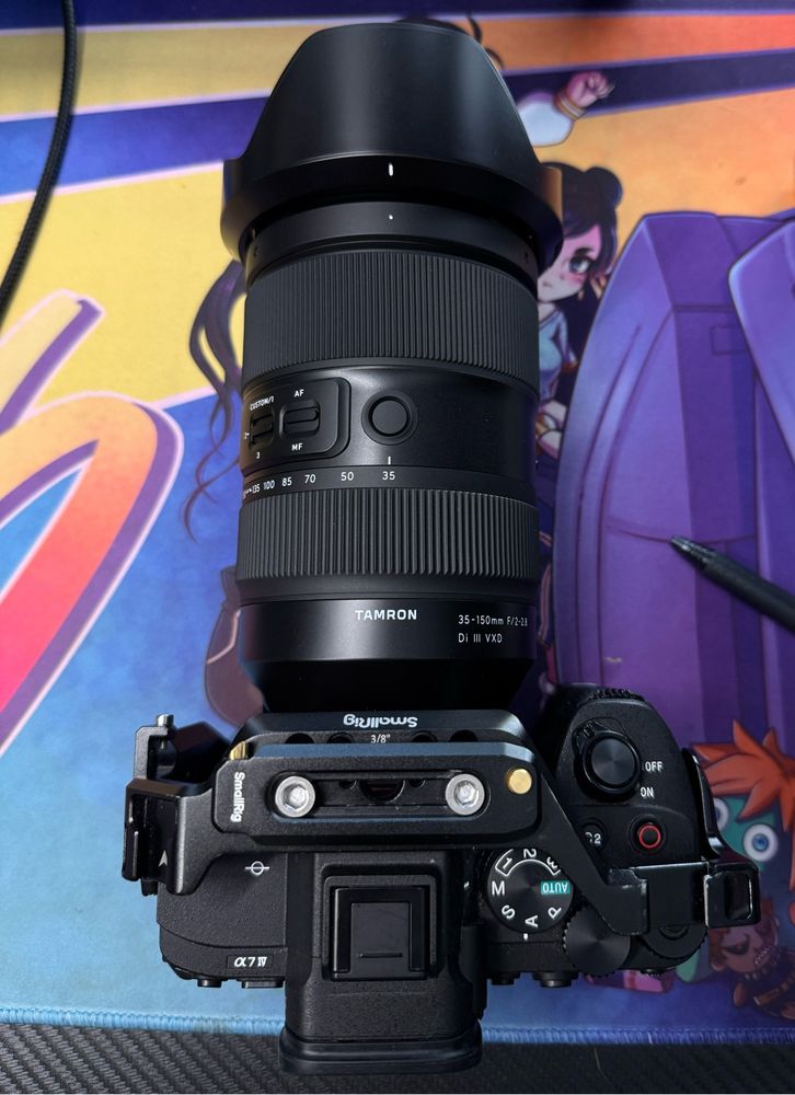 Sony A7iV camera with a Tamron 35-150 mm lens.