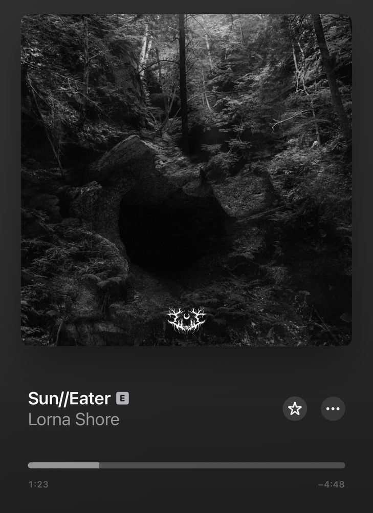 A screenshot of the Apple Music app while playing the single ‘Sun//Eater’ by Lorna Shore.