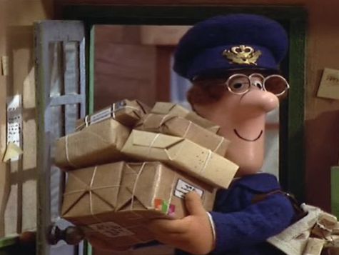 Postman Pat carrying some parcels