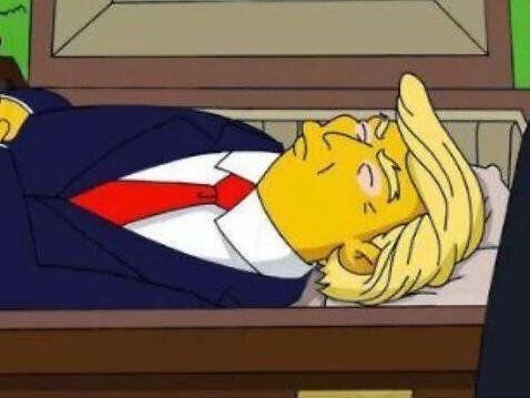 Donald Trump lying in a casket, from The Simpsons.