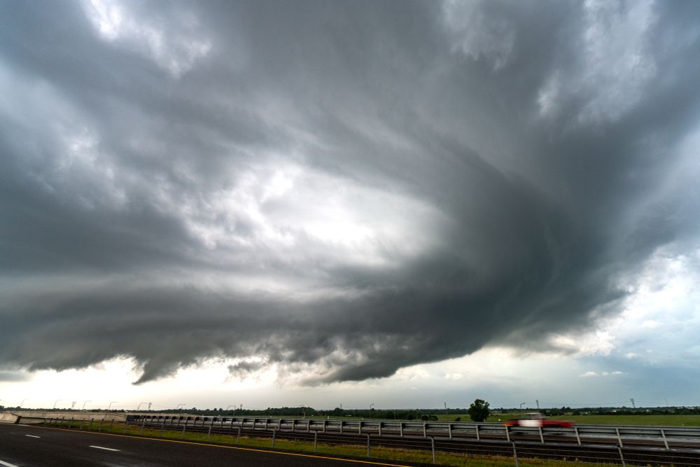A supercell thunderstorm near Harrah, Oklahoma. 