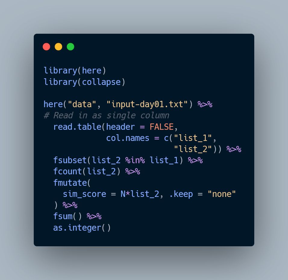 Code in R to answer day 1 part 2 of the Advent of Code