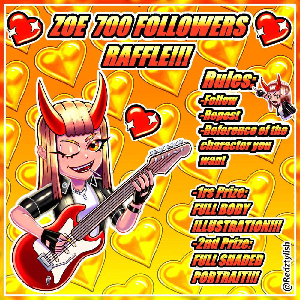 🔥My final Reward for the +700 Followers!!!!!🔥
My first Raffle!!!!😈🎸💖
Go participate!!!! what are you waiting for!!! ;3