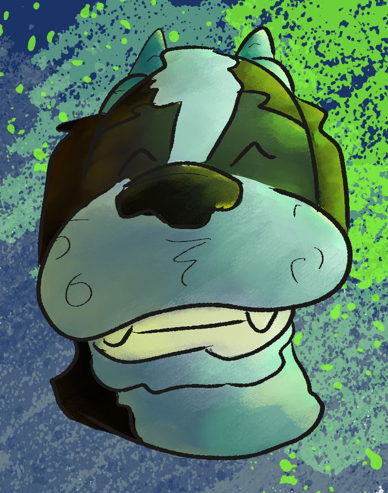 Experimenting with shading with the help of Lewis (The St Bernard Dragon mix)

He's grinning at the camera with colors that could be coming from toxic waste exploding. goober