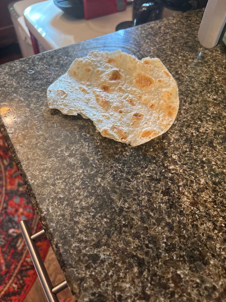 I found this extremely stale tortilla behind my fridge. Thought it might’ve been a monster. 
