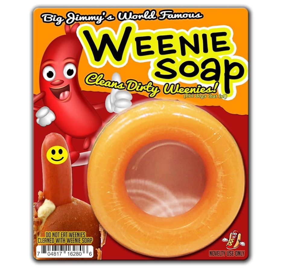 something called “weenie soap” which is basically a little orange circular soap with a hole in it that i guess you are supposed to fuck in the shower in order to clean your cock? 