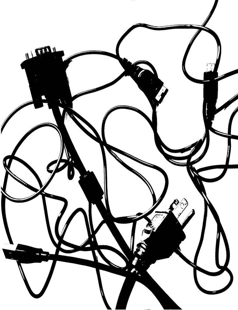 scanned image of electrical cords and chargers