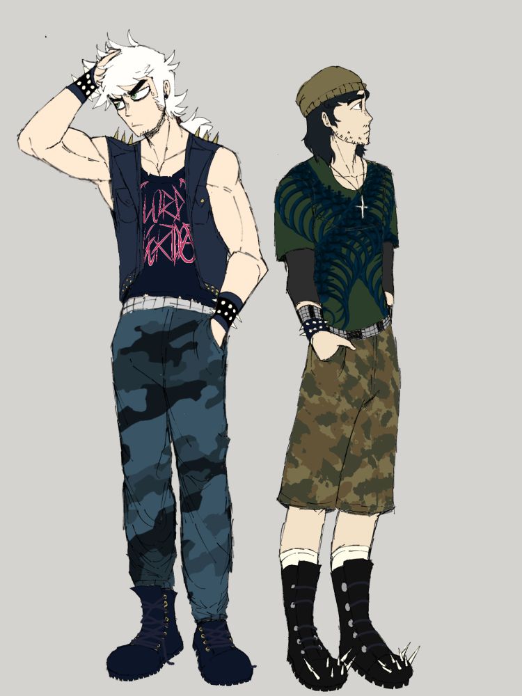 Callum and Samson in punk wear