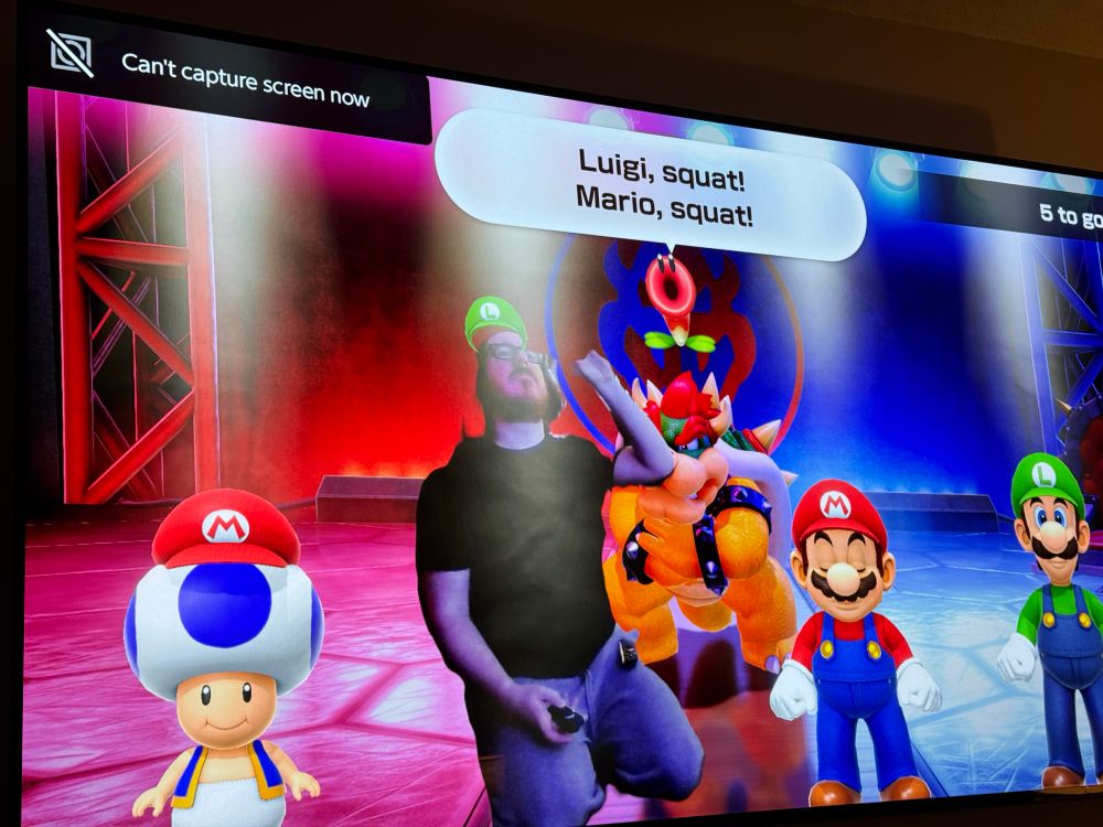 A photo, not a screenshot, of a camera game in Mario Party.