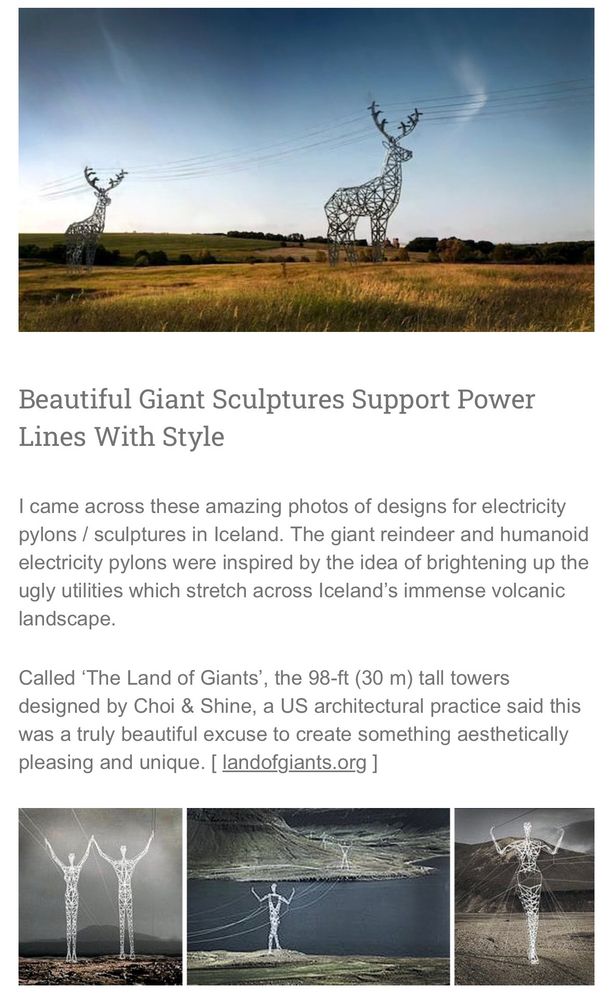 Reindeer as pylons carrying electricity across the landscape 