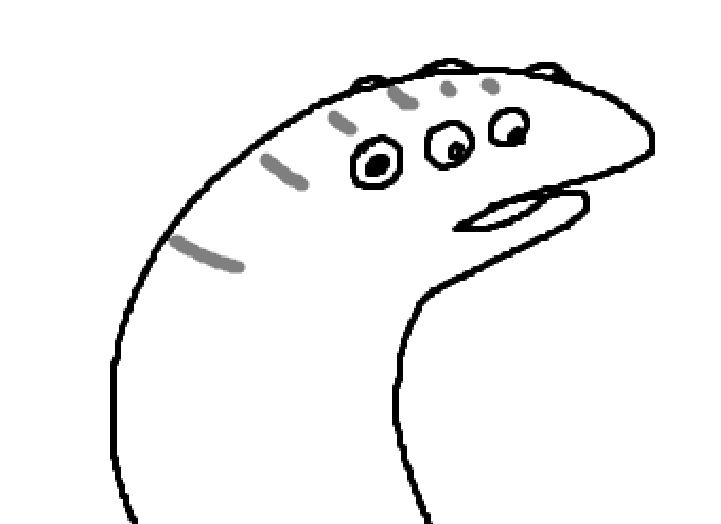 A silly simple drawing of Azzy Azalea looking a little bewildered. Azzy has six eyes that can move independently of each other, 