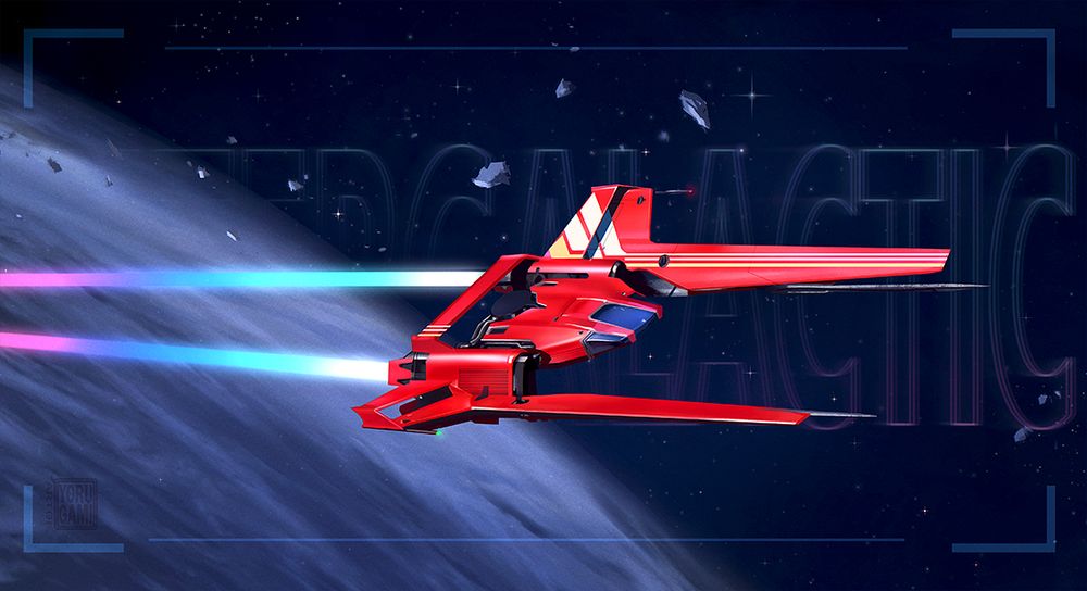 Study painting of the spaceship from Intergalactic game