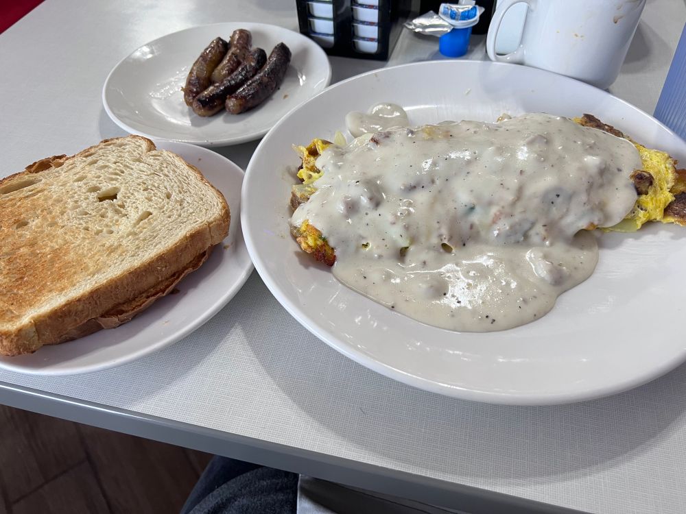 Farmer’s omelet, sausage, sourdough