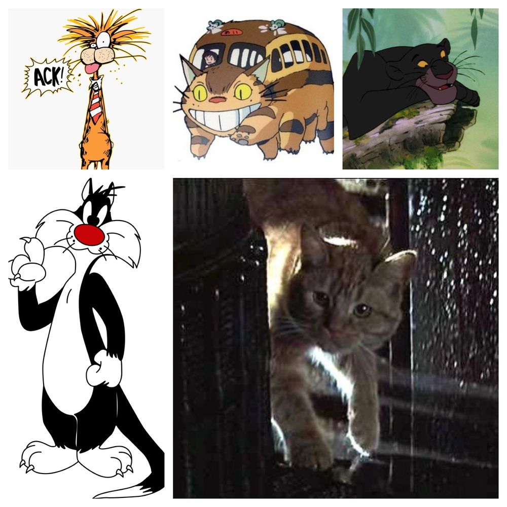 Bill the Cat (Bloom County) Catbus (My Neighbor Totoro) Bagheera (Disney’s animated The Jungle Book) Sylvester (Friz Freleng) Jonesy (Alien) 