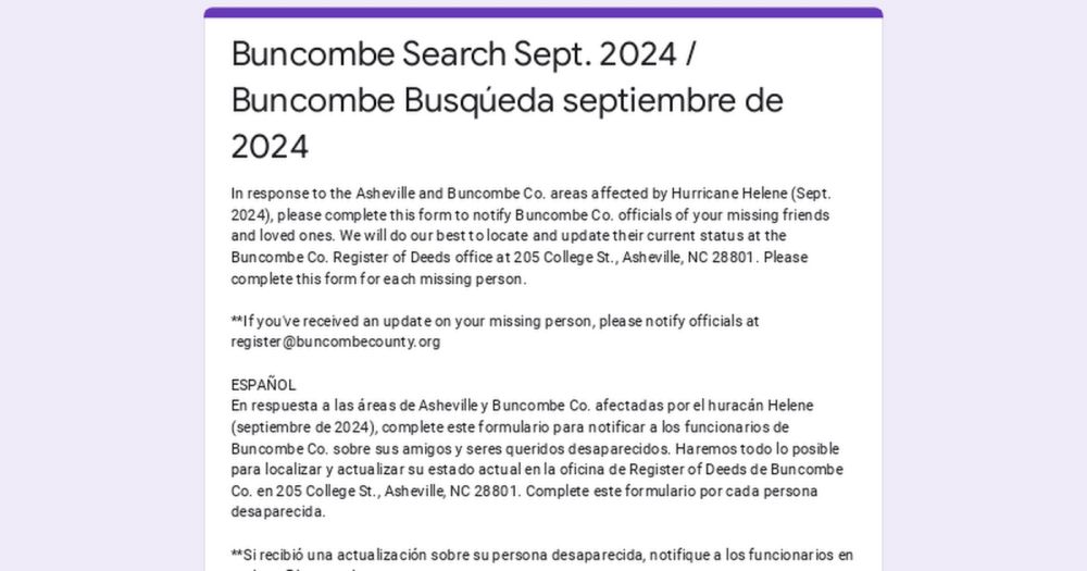 Buncombe Search Sept. 2024 / Buncombe Busqúeda septiembre de 2024