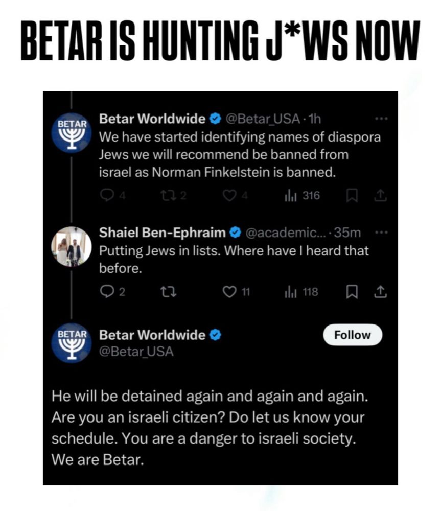 Betar is making a list of antisemitic Jews...