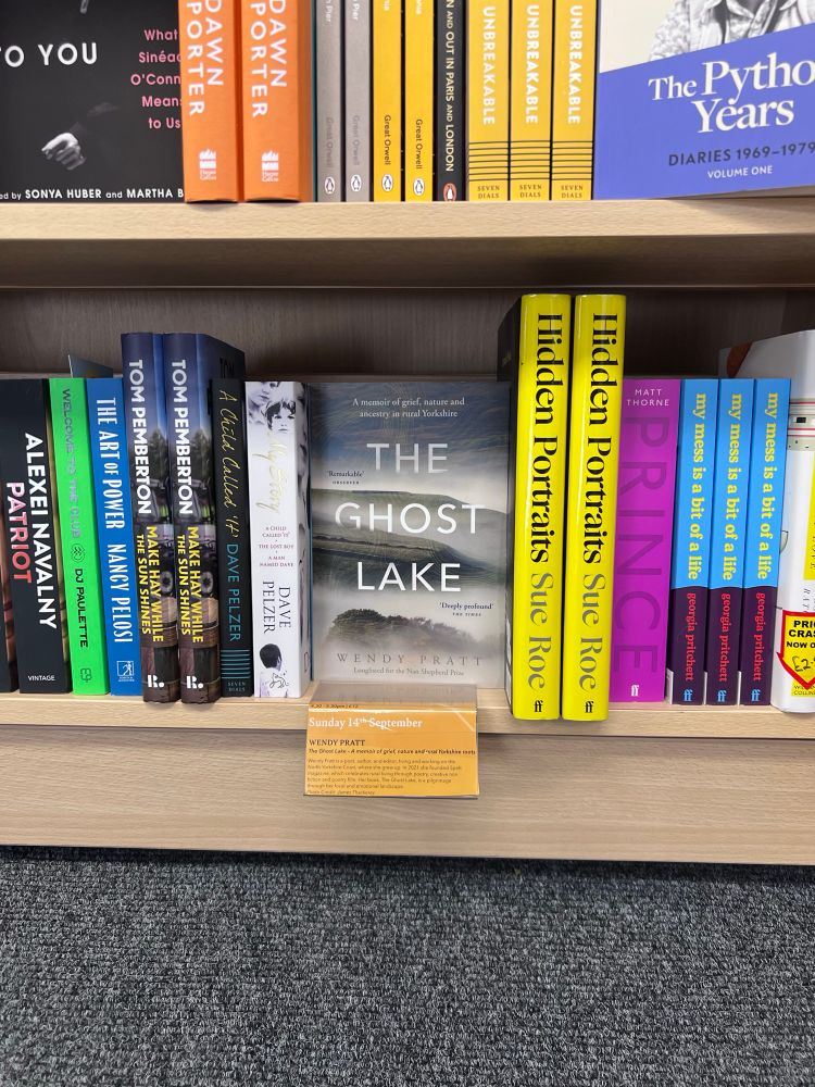 Wendy’s book, The Ghost Lake, front facing on a shelf in a bookshop. 