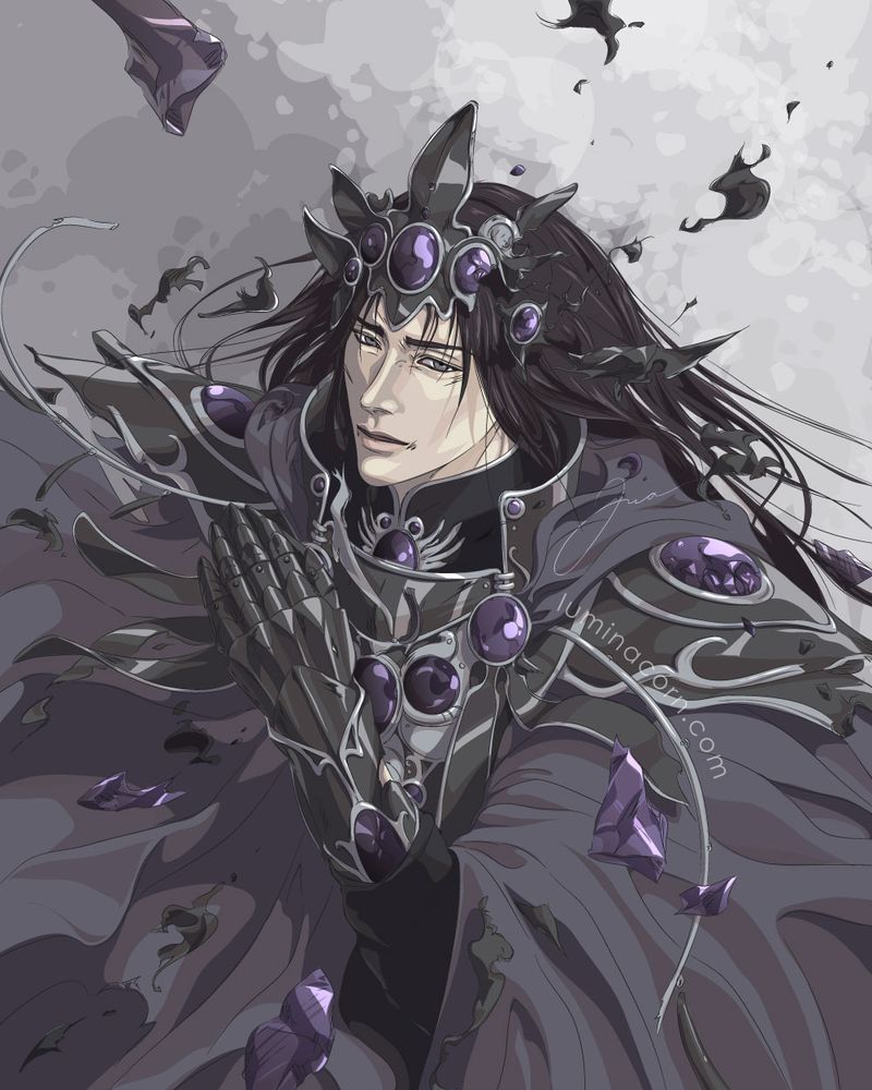 My fan art of Zagato from Magic Knight Rayearth. This scene of Zagato is inspired by the moment he is defeated by the protagonists as pieces of his armor slowly disintegrate.