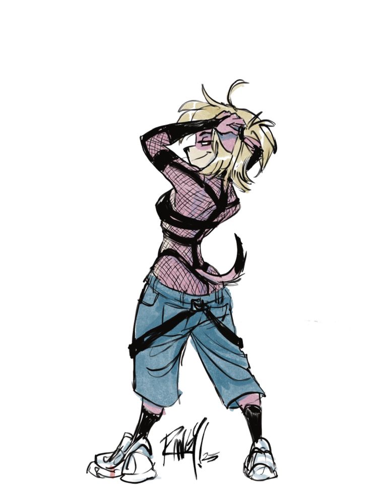 Karen, the main character of the NonPack graphic novel series, modeling an urban yet sexy outfit. 