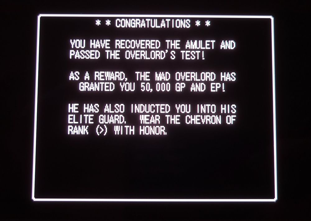 Wizardry victory screen